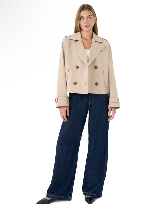 Rebecca Minkoff Jackets & Blazers - Rebecca Minkoff Cropped Beige Double-Breasted Trench Jacket